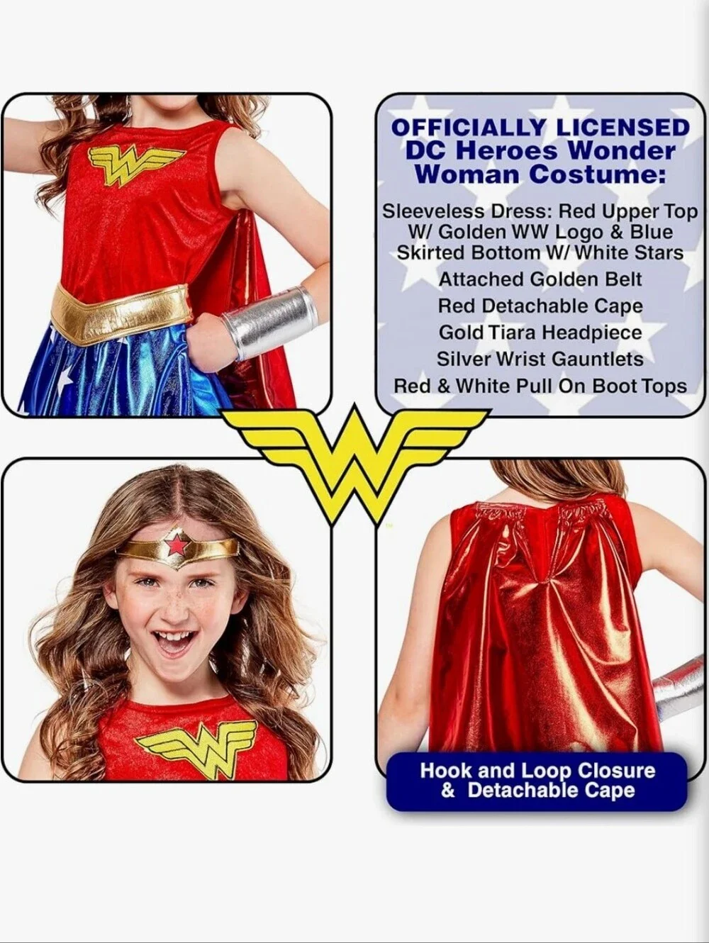 Wonder Woman Kids Red & Blue Superhero Costume